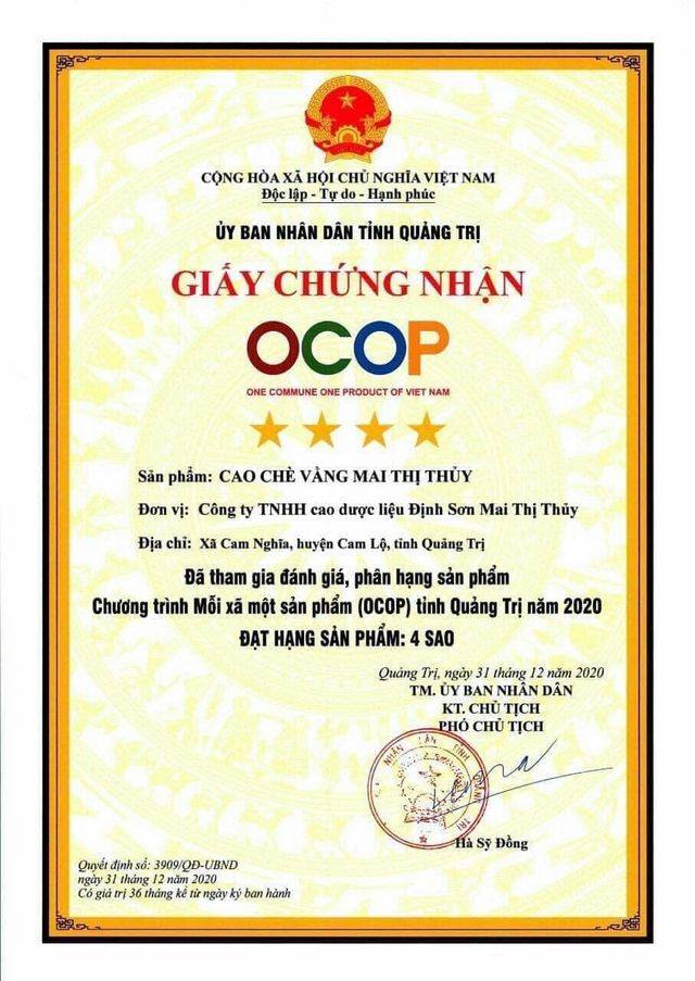 chứng nhận ocop mai thị thủy